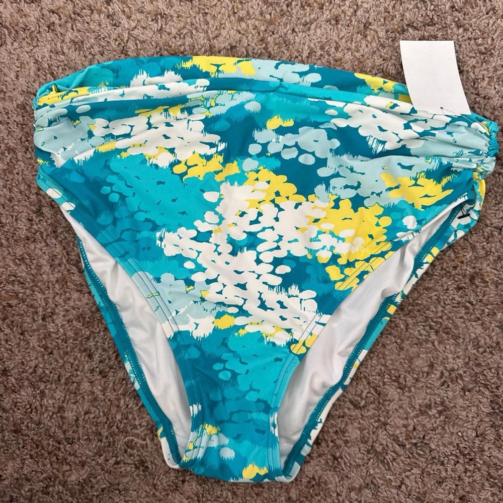 Carmen Marc Valvo Blue and Yellow Bikini Bottom